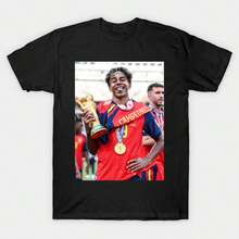 T-shirt vintage à motif de l'équipe Espagne, léger, en coton, pour hommes, design classique de la La Roja, idéal pour les visites de stades. - Noir - Voir 1