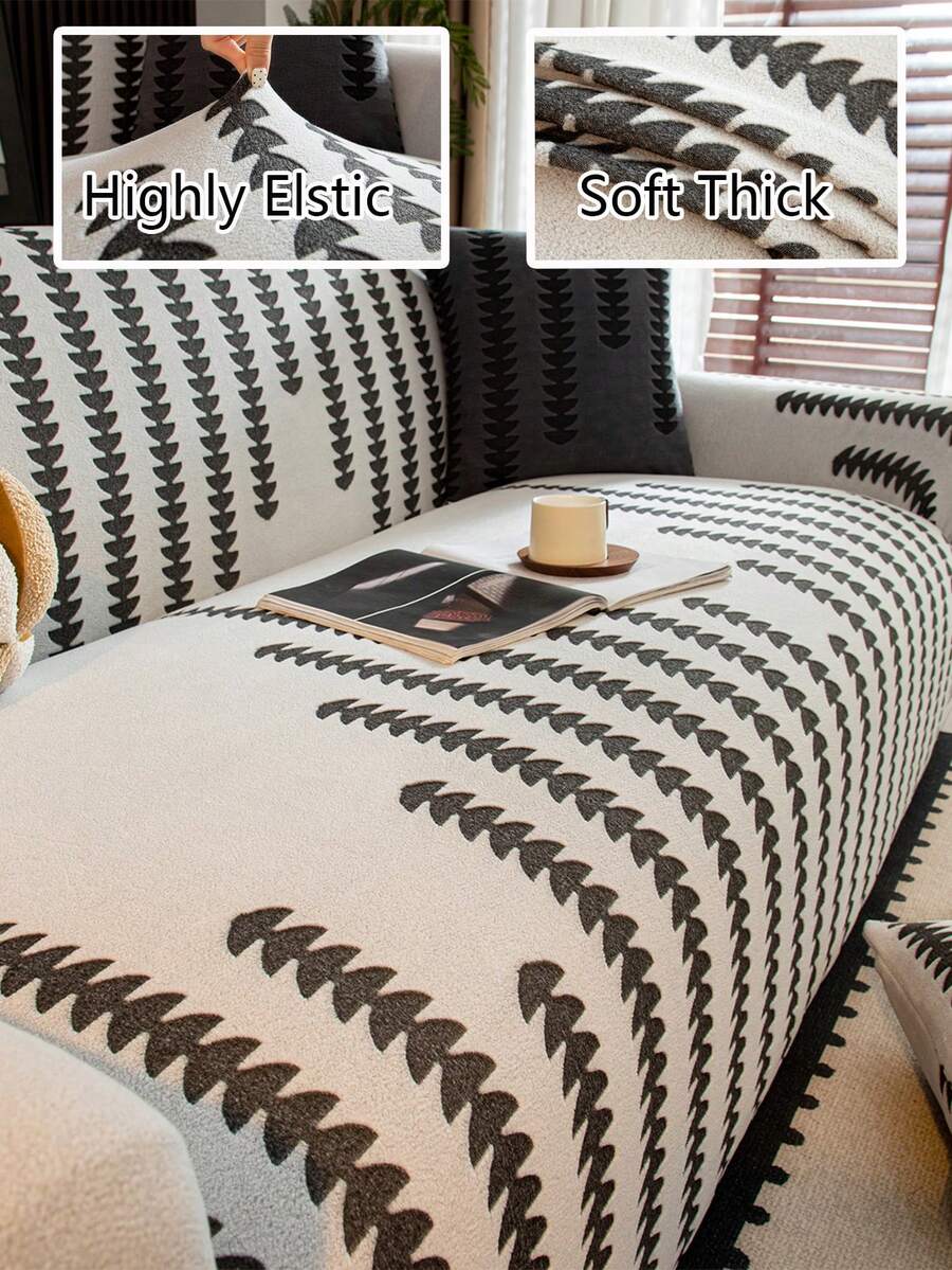 1pc 3D Full Coverage Bohemian Style Jacquard Sofa Cover, Elastic Jacquard Sofa Cover, Protects Sofa From Cat Scratch Damage, Suitable For All Seasons, Holiday Decoration Dedicated High Elasticity Full Coverage Sofa Cover, Suitable For Living Room, Bedroom, Dining Room, Outdoor, 1/2/3/4 Seater Sofa - Multicolor - View 1