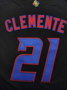 #21 Roberto Clemente 波多黎各隊黑色刺繡棒球球衣，世界棒球經典賽棒球服飾，比賽日球迷禮物 - 黑色 - 查看 6