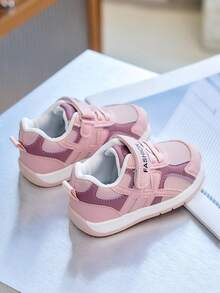Girls' Mesh Breathable Sports Shoes, Baby Hook And Loop Soft Sole Functional Shoes, Children's Anti-Slip Lightweight Walking Casual Shoes - Pink - View 6