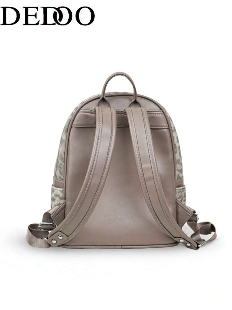 Dedoo Letter Embroidery Large Capacity Vintage Cool Women's Campus Backpack, Suitable For Daily University Campus Use - Grey - View 2