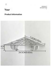 KOEMO No-Drill Vacuum Suction Triangle Storage Rack For Bathroom And Kitchen - Heavy Duty Triangular Corner Shelf With 2 Hooks, No Tools Required Installation, Space-Saving Design, Suitable For Shower, Sink Countertop, And Toilet Wall/Tiles, Compact And Easy To Install, Minimalist Plastic Material, Rust-Proof High-Quality ABS Material, Shower Caddy, Multi-Functional Storage Triangle Basket For Organizing Supplies - Silver - View 6