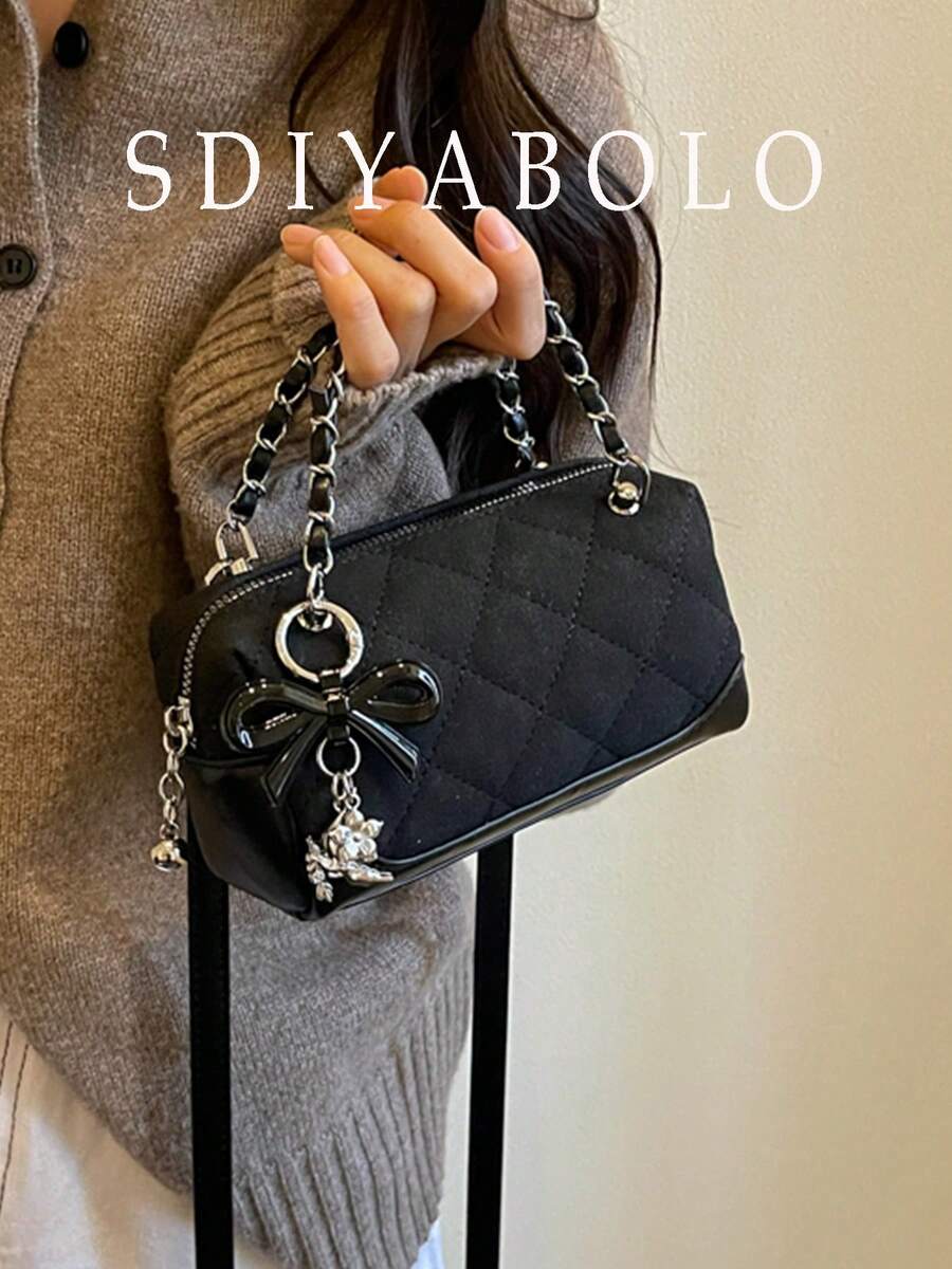 Women's New Spring Fashion Quilted Chain Handbag, Small Square Crossbody Bag, Versatile