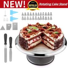 Aluminum Alloy Cake Turntable, 12-Inch Rotating Stand For Baking, Pastries And Cupcakes, 35-Piece Accessory Set, 30 Cm Diameter, Including 3 Dough Scrapers, Piping Bag And Piping Nozzle Set - View 1