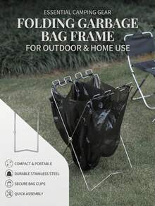 1pc Metal Trash Bag Holder, Modern Metal Wire X-Frame, Strong Load-Bearing Connection, Stable Space-Saving Waste Sorting Rack, Suitable For Outdoor BBQ Party, Camping, Camping Accessories, Camping Must Have, Camping Kitchen, Camping Equipment, Camping Essentials - Multicolor - View 8