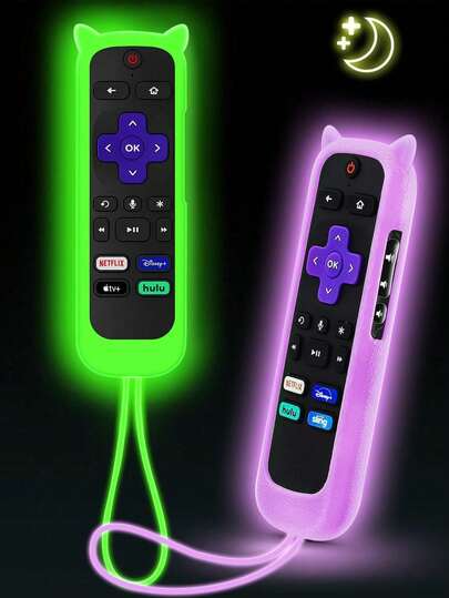 1pc/1set Glow-In-The-Dark Silicone Remote Control Protective Cover/Storage Holder, Compatible With Hisense TV Remote (Standard/Voice Version), Silicone Protective Case (Battery Not Included), Combines Storage And Decorative Functions