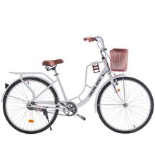 JMYXF 24/26 Inch Vintage Ladies Bike With Basket 7 Speed, Lightweight City Bicycle Retro Bicycle Rear Rack Adjustable Handlebar And Seat Disc Brake - White - View 10