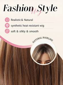 Topshe Ava WIGS 18英吋黑棕色長層次假髮附瀏海，柔軟易造型合成纖維髮，適合女性日常配戴、上班、度假，亦適合作為萬聖節、聖誕節女性禮物 - 摩卡棕 - 查看 7