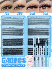 640/544/200 Clusters D Curl Individual Eyelashes High Capacity Fake Lashes Extensions Kit, Natural Thick Segmented Lash With Bond And Seal,Tweezers,Brush, Long Lasting Wispy False Lash Book Beginner Friendly, For Daily And Quick Makeup, Easy To Use - Baby Blue - View 19