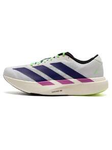 Adidas 男士 Adizero Evo SL M 緩震競賽跑鞋 日常跑步健身訓練通勤休閒運動鞋 JS4495 - 白/學院紫/魔力萊姆綠 - 查看 6