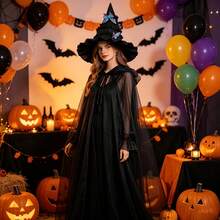 Halloween Hat And Cape Costume Set-Suitable For Birthday Parties, Cosplay, Masquerades, Halloween, Carnivals, And Dress-Up Events. - Multicolor - View 3