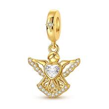 1 pieza Juego de colgantes con múltiples temas chapados en oro de 18K que incluye cruz, huella de pata, corazón, calabaza, carruaje, Buda, león, casa, matrioska, viaje, zapatillas de ballet, estrella, cámara, elefante, árbol de la vida, mariposa, corazón entrelazado, cuentas, adecuado para pulsera de 3mm, collar, fabricación de joyas, cuentas espaciadoras apilables, compatible con pulsera de cadena de serpiente DIY, regalo para mujeres y niñas - Dorado - Ver 17