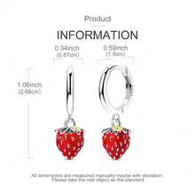 Vectoflux 1 Pair S925 Sterling Silver High Quality Low Hypoallergenic Women's Earrings Strawberry Skull Hand Heart Star Moon Hoop Earrings Wedding Party Gathering Jewelry Gift Suitable For Birthday Party Holiday Couple Gift - Multicolor - View 7