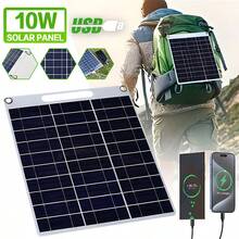 1pc Solar Panel With USB Port - Solar Charger, Lightweight Portable Solar Panel Suitable For Home, Outdoor Camping, Travel, Compatible With Smartphones, Tablets, Flashlights, Fans, No Battery Required, Solar Charging Station, Solar Phone Charger, Camping Essential, Compact Design, Integrated Cable - Black - View 7