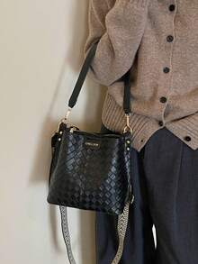 New Woven Shoulder Bag For Women, High-End Crossbody Bag, Versatile Commuter Bag - Black - View 5