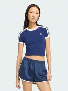 Adidas Originals Kaos Rajut Lengan Pendek Tanpa Kerah Wanita TKW2606 - Navy Blue - View 1