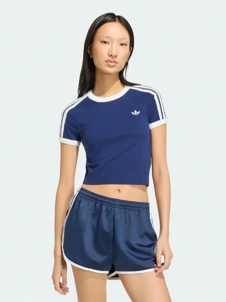 Adidas Originals Kaos Rajut Lengan Pendek Tanpa Kerah Wanita TKW2606 - Navy Blue - View 1