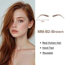 1 Pair 100% Human Hair Handmade Crochet Breathable Lace Base Natural Realistic Lightweight Invisible Reusable False Eyebrows, Suitable For Men And Women - Multicolor - View 13