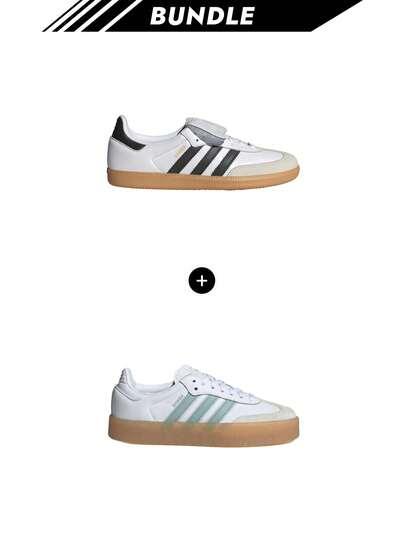 Adidas [Bundle] Samba Women Samba Long Tongue Shoes IG4279 White Core Black + Sambae Sambae Women Shoes Cloud White/Wonder Blue JP5609