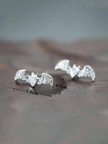 1 Pair Vintage Cubic Zirconia Stud Earrings, Women's Party Jewelry, Halloween Gift - 1# - View 4