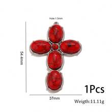 1 Pc 304 Stainless Steel 18K Gold Plated Natural Stone Cross Charm Multi Color Boho Cross Pendant DIY Necklace Jewelry Making Supplies - Cross - View 15