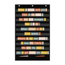 1pc Hanging Pocket For Storing Letters, Cards, Words And Sentence Strips, Durable Nylon Material Word Pockets With Extra Storage Pockets, With 3 Metal Holes, Suitable For School Home Office - A - View 13