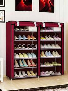 1pc Dust-Proof Shoe Rack With Cover, Space-Saving Storage Shelf, Improve Space Utilization, Sturdy And Stylish Structure, Easy To Assemble And Disassemble, Portable, Suitable For Living Room, Bedroom, Entrance, Office, Home, Multi-Layer Storage, Holiday Gift - Multicolor - View 2