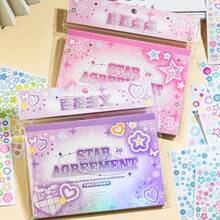 Moon & Star Themed Coated Sticker Book, Aesthetic Basic Scrapbooking Stickers For DIY Journal Decoration And Card Making. Cute Photocard And Collage Craft Supplies, Decorative Washi Stickers For Embellishing Journals And Diaries. - Multicolor - View 6