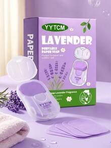 YYTCM Lavender Scented Portable Soap Sheets 50pcs With Flip Lid Storage Box Disposable Hand Soap Paper Thin Lightweight Cleaning Soap Sheets Gentle Foaming Easy To Rinse For Outdoor Travel Student Office - Lavender - View 5