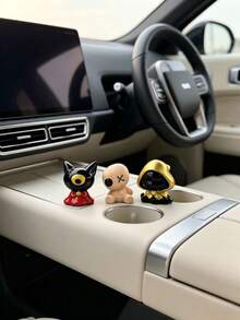 Dark Style Ghost Plush Black Cat Car Dashboard Ornament, Quirky Skeleton Rabbit Interior Decor, Cool Dark Aesthetic Combination Car Accessories, One-Eyed Black Cat Plush Doll Car Dashboard Ornament - Ghost Skeleton Cat - View 6