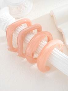 4/1pc Fresh Casual Elegant Pink Resin Twisted Curved Open Bangle Bracelet Set, Suitable For Daily Wear, Commuting, Party, Vacation And Gathering, Gift - Pink - View 3