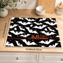 1pc Black & White Bat Pattern Diatom Mud Kitchen Drain Mat, Quick-Drying Absorbent Non-Slip Coffee Machine Pad & Dish Drying Mat, Suitable For Kitchen Countertop And Halloween Home Decor - Multicolor - View 12