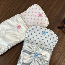 Ins Glossy Bow & Heart Embossed Glasses Storage Bag, Travel Portable Fashion Glasses Organizer, Multi-Function Small Item Storage - Multicolor - View 7