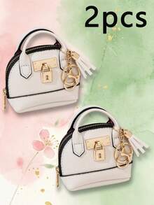 CHARM INFINITE Dompet Koin Gantungan Kunci Kubah Mini, Tas Penyimpanan Earphone Kulit PU dengan Kunci dan Rumbai, Tas Penyimpanan Portabel Wanita, Aksesori Gantungan Tas yang Lucu - MultiWarna - View 28