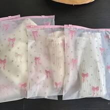 9pcs Transparent Floral Bow Zipper Storage Bags, 3 Sizes Assorted, Durable PEVA Material, Waterproof Clothing, Underwear, Toiletries, Cosmetics Storage Cubes, Essential For Travel And Home Organization, Suitable For Suitcase, Closet, Drawer, Under Bed Storage - Multicolor - View 11