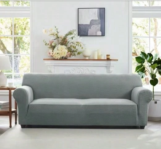 H&R Elastic Spandex Sofa Cover – All-Season Stretch Sofa Protector, 360° Full Coverage Couch Cover, Cat Scratch Resistant, Dust-Proof & Machine Washable For 1 Seater & Sectional Sofas - Grey - View 1