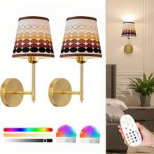 Lampu Dinding Bertenaga Baterai: Set 2pcs/1pc Lampu Dinding Nirkabel dengan Bohlam 2000mAh yang Dapat Diredupkan dan Remote Control untuk Kamar Tidur - Lampu Dinding Isi Ulang 15 Warna Emas, Cocok untuk Kamar Tidur, Ruang Tamu, dan Lorong - Tiga warna + 12 RGB - View 12