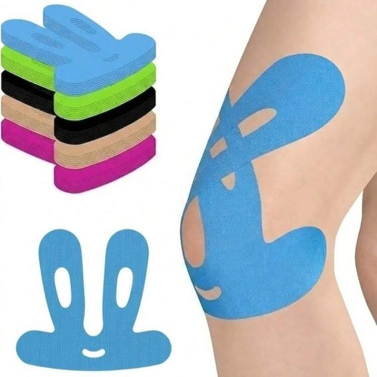 12pcs Multicolor Pre-Cut Knee Sports Tape (Fun Design) - Breathable Sports Support, Suitable For Running, Hiking, Cycling And Recovery - Quick Relief Bandage, Knee Support, Running Essential, Minimalist Flexible Design - Blue - View 13