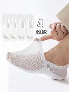 4 Pairs Mesh Invisible No Show Socks, Breathable Anti Slip Low Cut Liner Socks Thin Summer Casual Foot Socks For Men - Multicolor - View 14