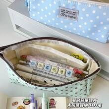 1pc New Polka Dot Series Korean Style Fashion Minimalist Pencil Case, Large Capacity Storage Bag, Cute Stationery Box For Middle And High School Students, Essential For New Semester! - A - View 2
