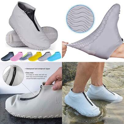 Shoe Covers Waterproof Reusable Foldable Not-Slip Rain Shoe Covers With Zipper, Shoe Protectors Overshoes Rain Galoshes For Men And Women