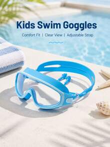 Children's Swimming Goggles, Unisex Swimming Goggles, Waterproof Anti-Fog, New Upgraded Design, Wide Field Of View Anti-Fog Leak-, First Day Of School - Baby Blue - View 6