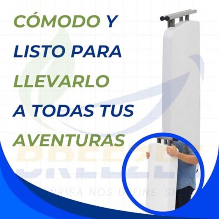 BREEZEE Mesa Plegable Portatil Ajustable 3 Alturas 76x50 cm, Plastico Resistente con Estructura de Acero Inoxidable, Multiusos para Camping, Jardin, Oficina y Hogar, Ligera y Facil de Transportar - Multicolor - Añade 6