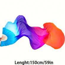 Abanico de danza europeo y americano con cinta de seda larga, transpirable y ajustable, accesorio para espectáculos culturales y festivales. - 1.5lanzifenyou - Ver 8