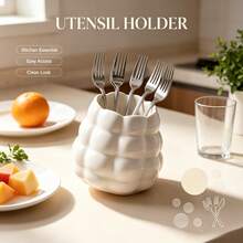 Ceramic Knife Fork Spoon Storage Rack Creative Woven Texture Design Kitchen Countertop Utensil Drainer Large Capacity Chopstick Holder Modern Minimalist Home Restaurant Tabletop Decor - Multicolor - View 3