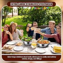 5-teiliges Edelstahl-Becken-Set, stapelbare verdickte tiefe Gemüsespülschüsseln, Schüsseln zum Kneten von Mehl, Marinieren von Fleisch, Backen und Kochen, Küchen-Aufbewahrungsbecken aus Stahl in verschiedenen Größen - Edelstahl-Schüssel - Übersicht 10
