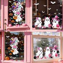 Fun Ghost Halloween Decor Window Stickers, Electrostatic Colorful Film Glass Decals, Window Decoration Static Cling Stickers - SCA1809 Two-piece Set - View 2