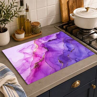 1pc Marble Pattern Diatomaceous Earth Kitchen Drain Mat, Quick-Drying Non-Slip Coffee Machine Mat And Dish Drying Mat, Suitable For Kitchen Countertop And Dining Table