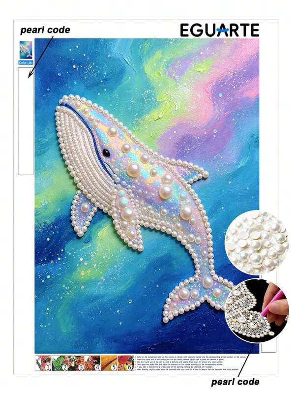 1 Colorful Whale Pearl Painting, Frameless Diy Manual Creative Art Painting, Suitable For Bedroom Decoration, Living Room Painting And Room Decoration.