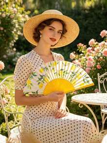 1/3/9/15/16/20/24/30/36/40pcs Spanish Lemon Pattern Folding Fans, Lemon Foldable Fans Summer Capri Style Paper Hand Fans, Spanish Lemon Cooling Decorative Handheld Fans, Suitable For Parties, Dance Performances, Travel, Birthday Gifts - Multiple Styles - View 3